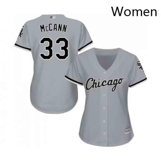 Womens Chicago White Sox 33 James McCann Replica Grey Road Cool Base Baseball Jersey